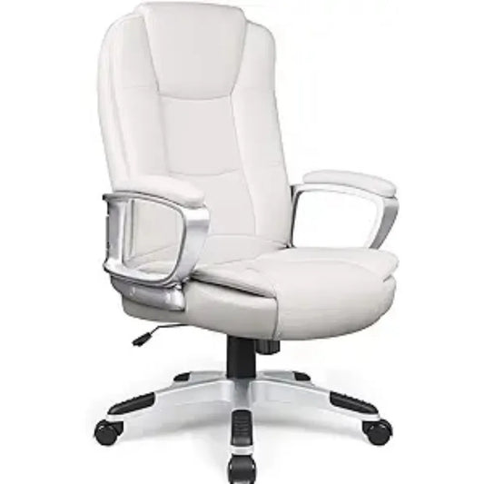 Office Desk Chair,  High Back Computer Chair, Ergonomic Adjustable Height PU Leather with Cushion Armrest