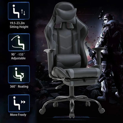 Gaming Desk Chair Executive PU Leather Rolling Swivel With Lumbar Support