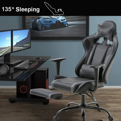 Gaming Desk Chair Executive PU Leather Rolling Swivel With Lumbar Support